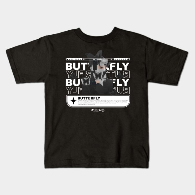 Butterfly streetwear Kids T-Shirt by littlefrog